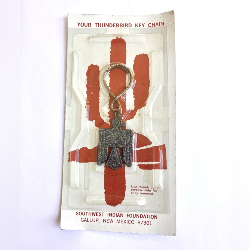 Vintage 70’s southwestern thunderbird metal souvenir keychain NIP